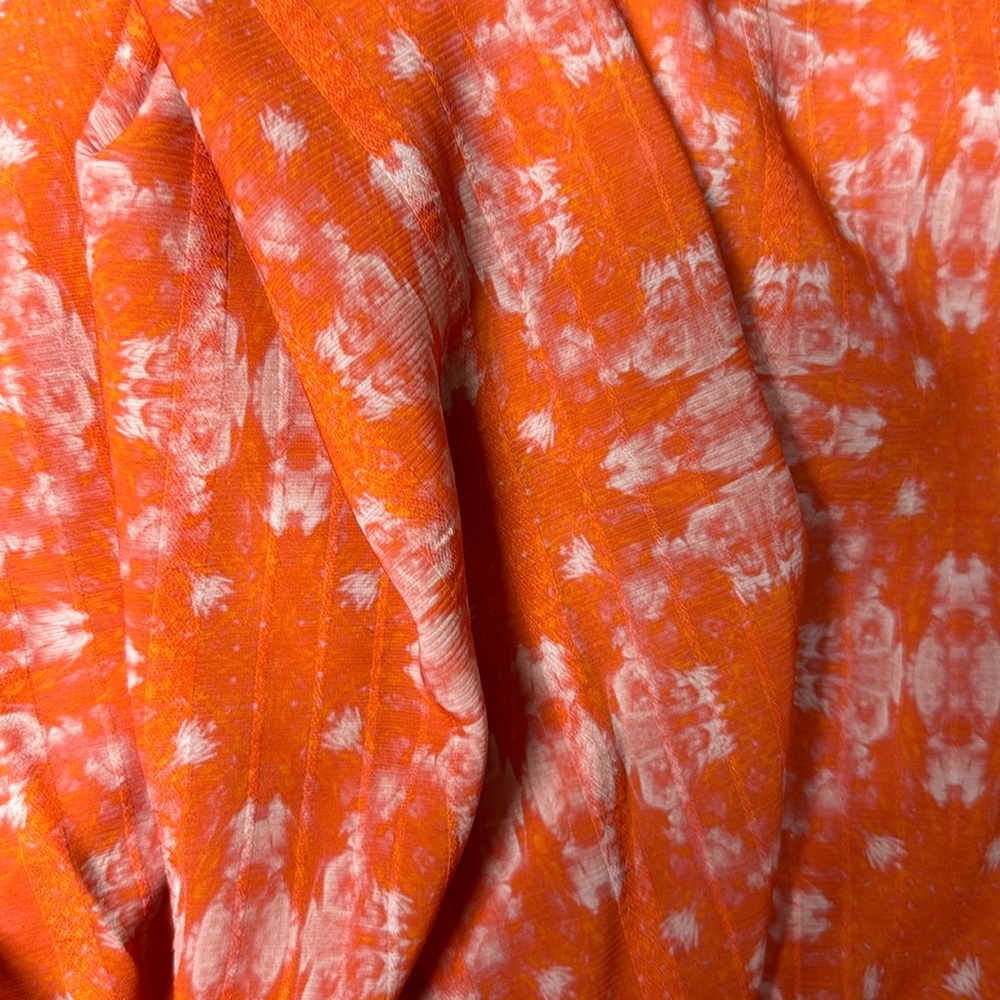 Orange abstract print polyester fabric
